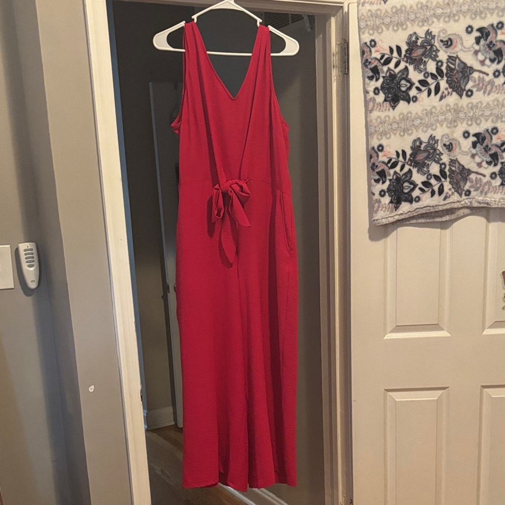 MSK Red Sleeveless Jumpsuit